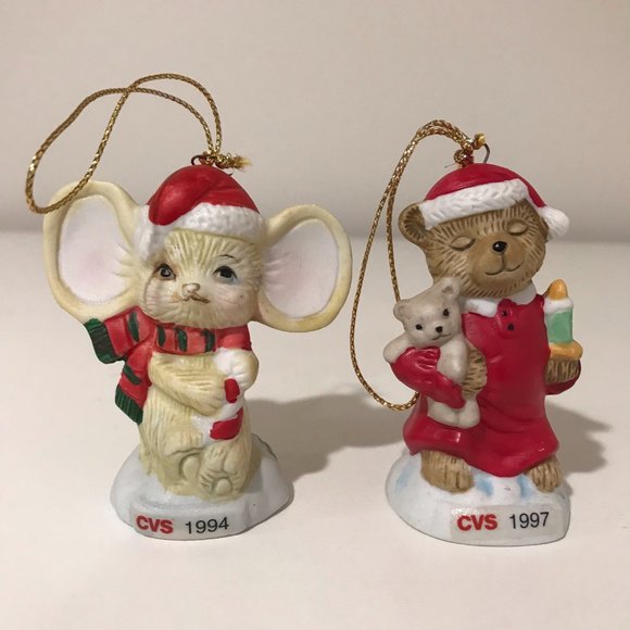 Holiday Vintage Cvs Traditions Christmas Ornament 1994 Mouse And 1997